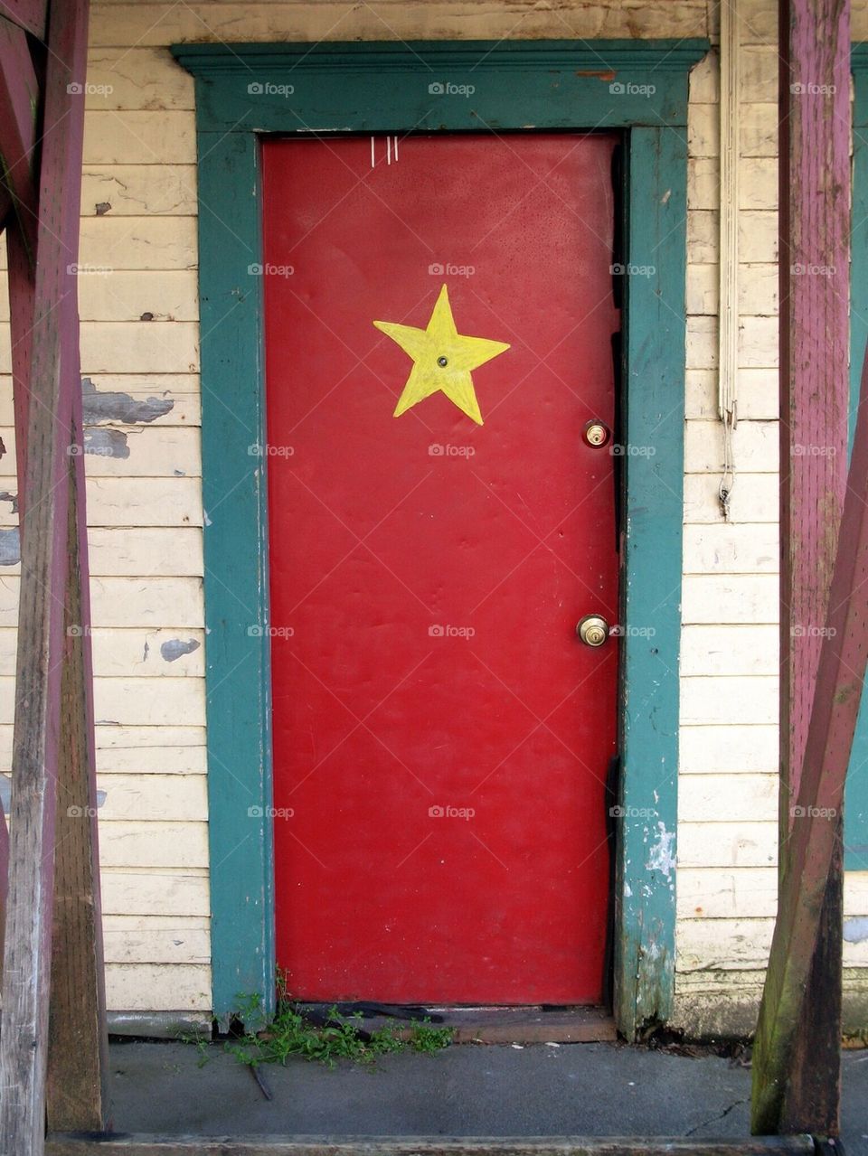 Red door with yellow star