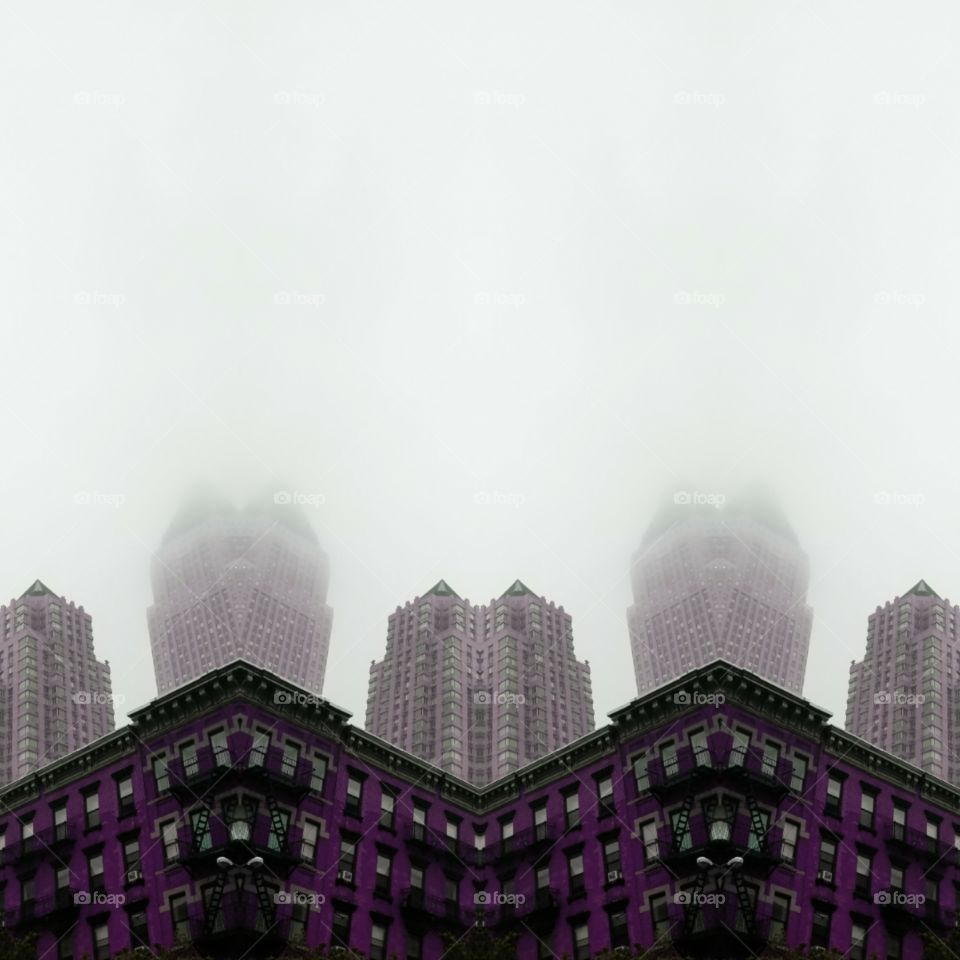 NYC Architecture near 9th Avenue and 48th Street. Abstract Photo Collage. Created with Layout App on Android. May 2017.