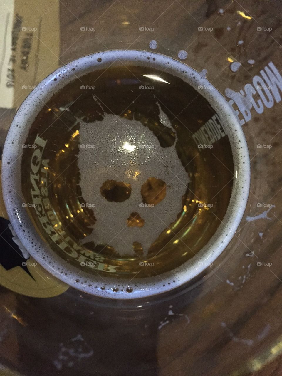 Beer glass foam skull