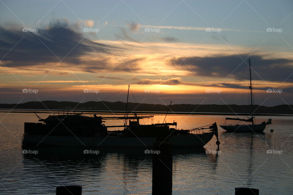 Morro Bay California at sunset