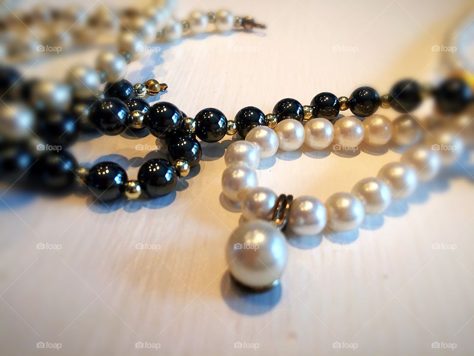 Black and white pearl necklace