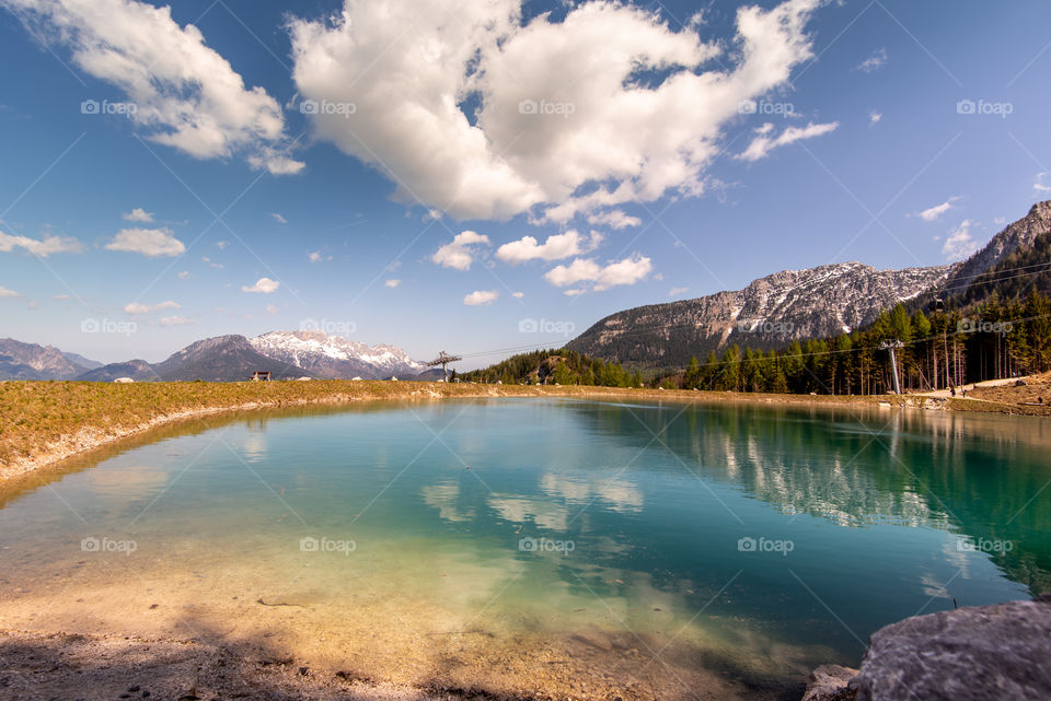 green lake in top of Alps