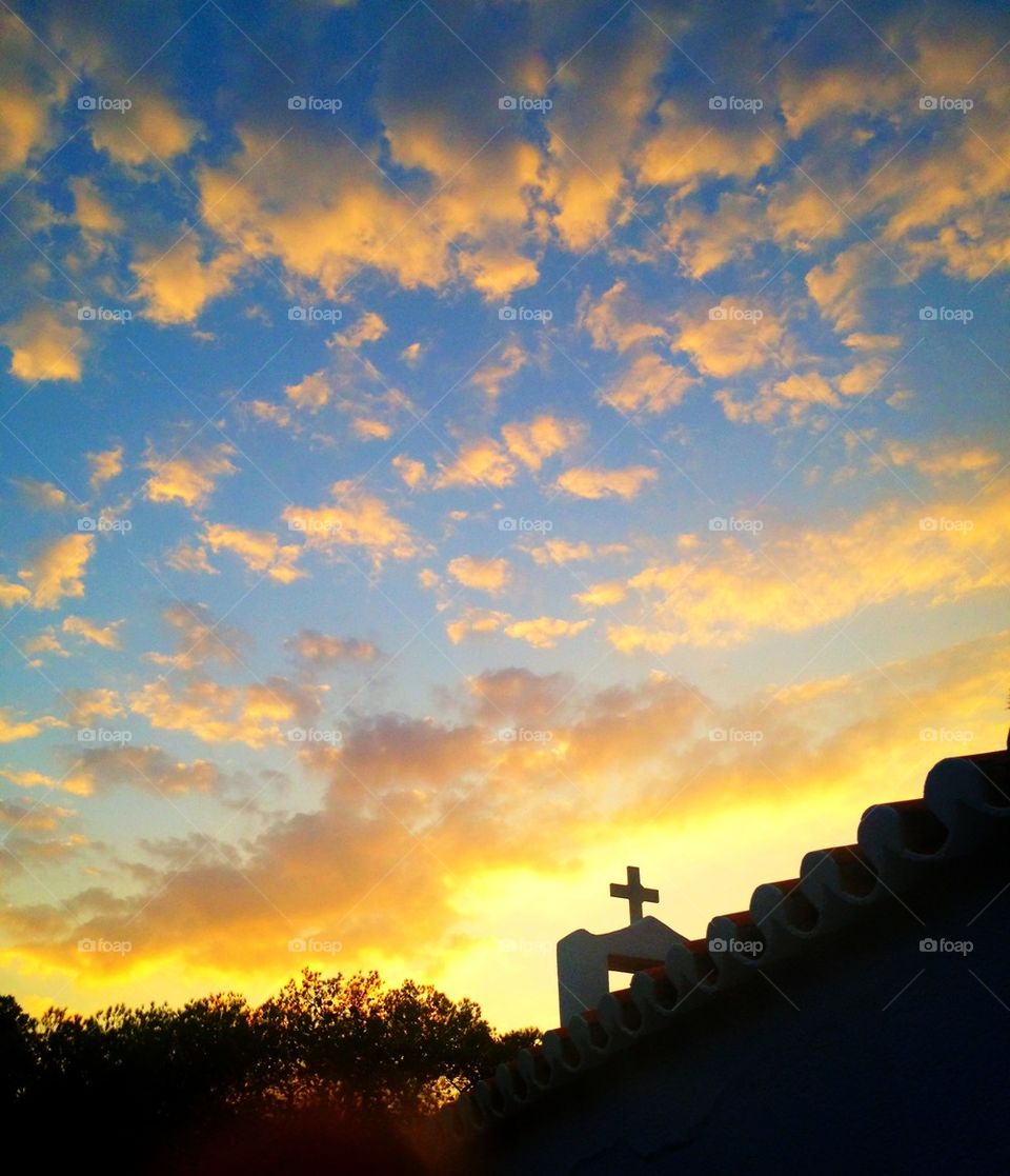 sky summer sunset church by mrarflox