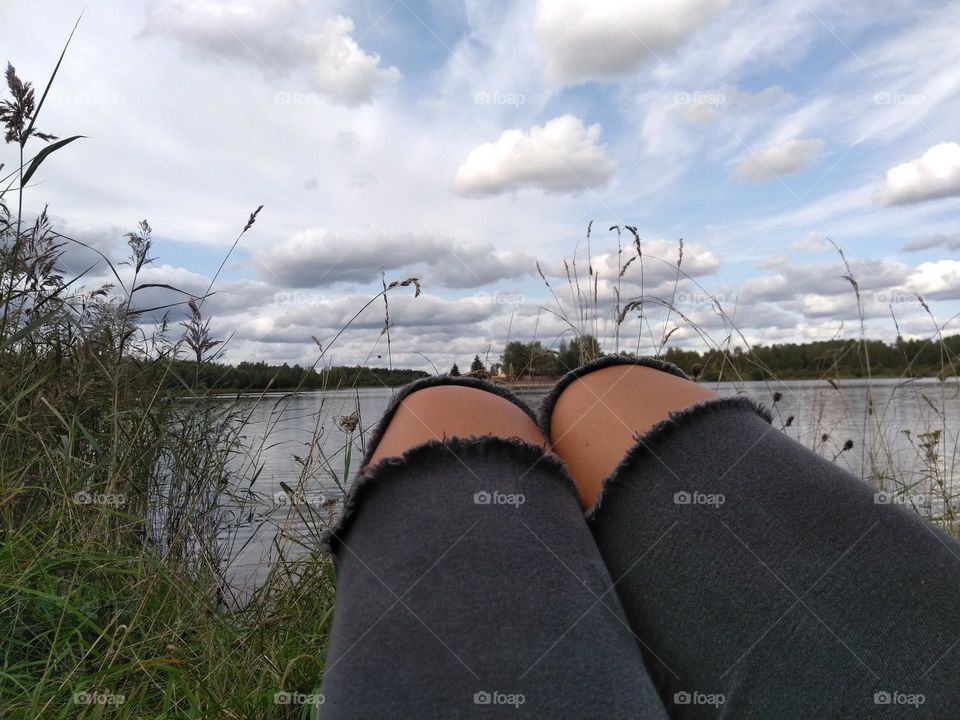 female legs relaxing and meditation outside