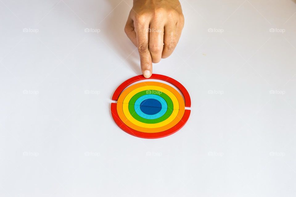 Colourful semicircles joined together.