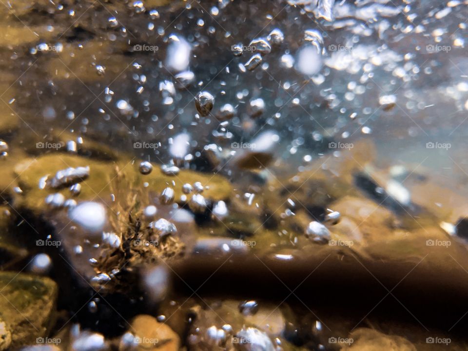 Underwater bubbles from a local stream
