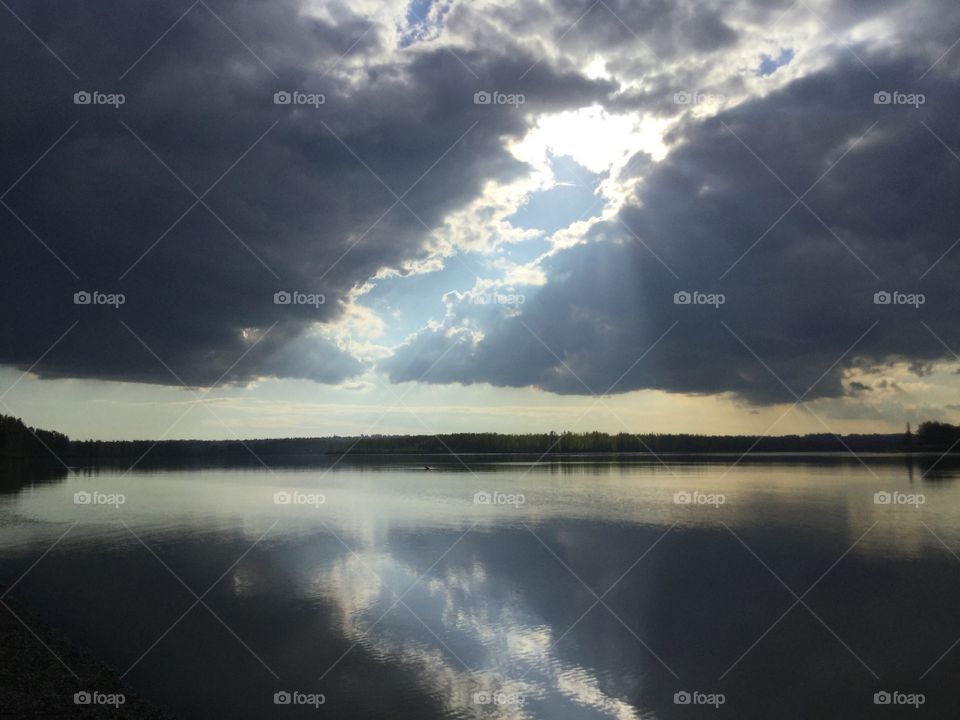 Sun Shining Through the Clouds onto the Fraser River 