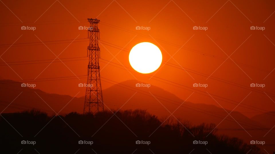 Tower and sunset