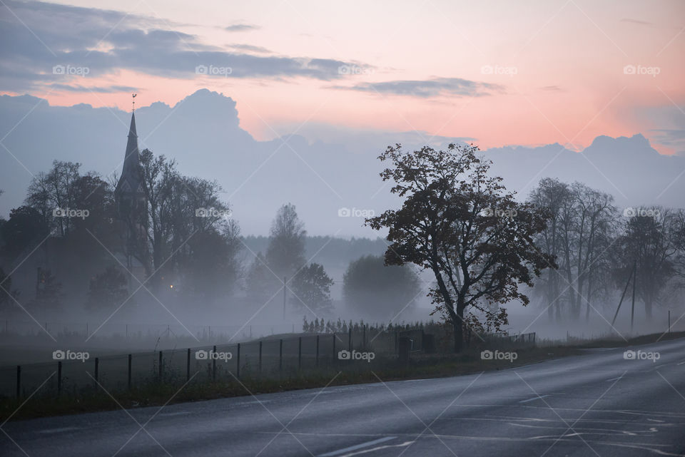 Misty night landscape