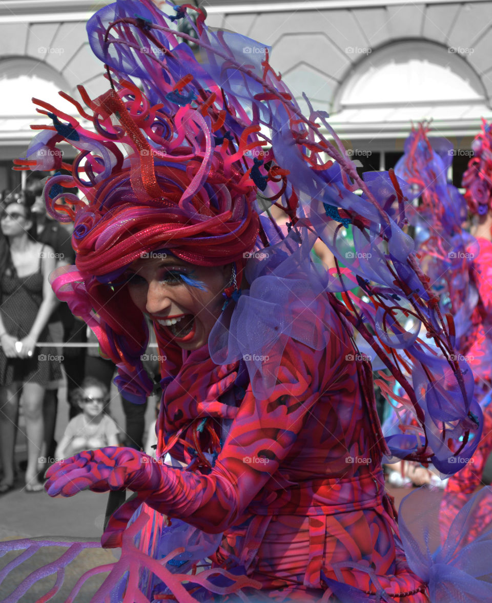 Close-up of woman in carnival costume