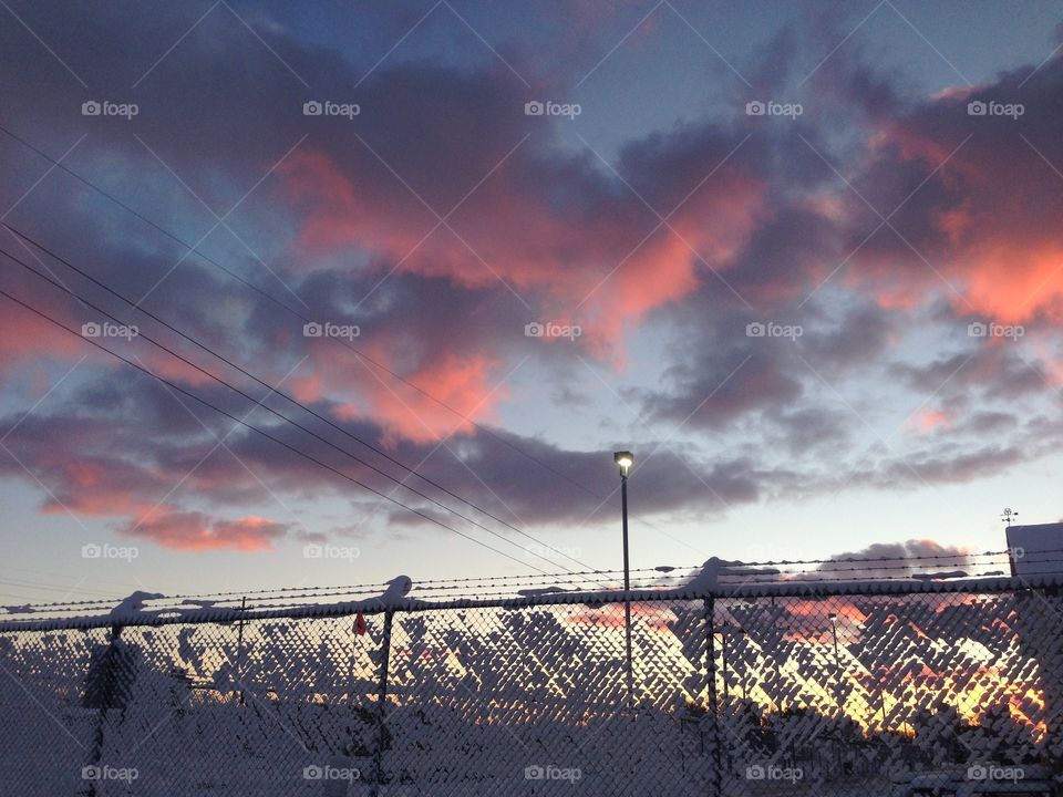 Sun rise of pink reflections in Michigan 