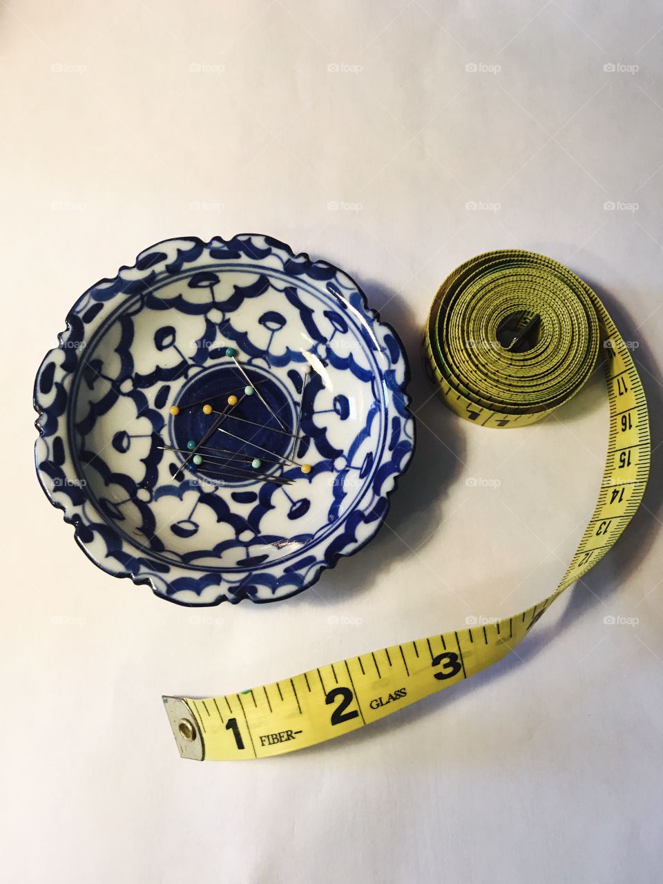 Pins and measuring tape
