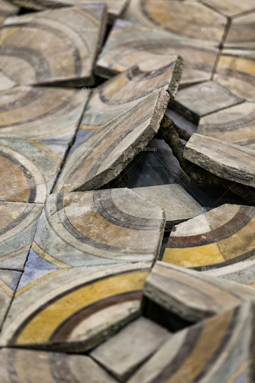 View of broken tiles