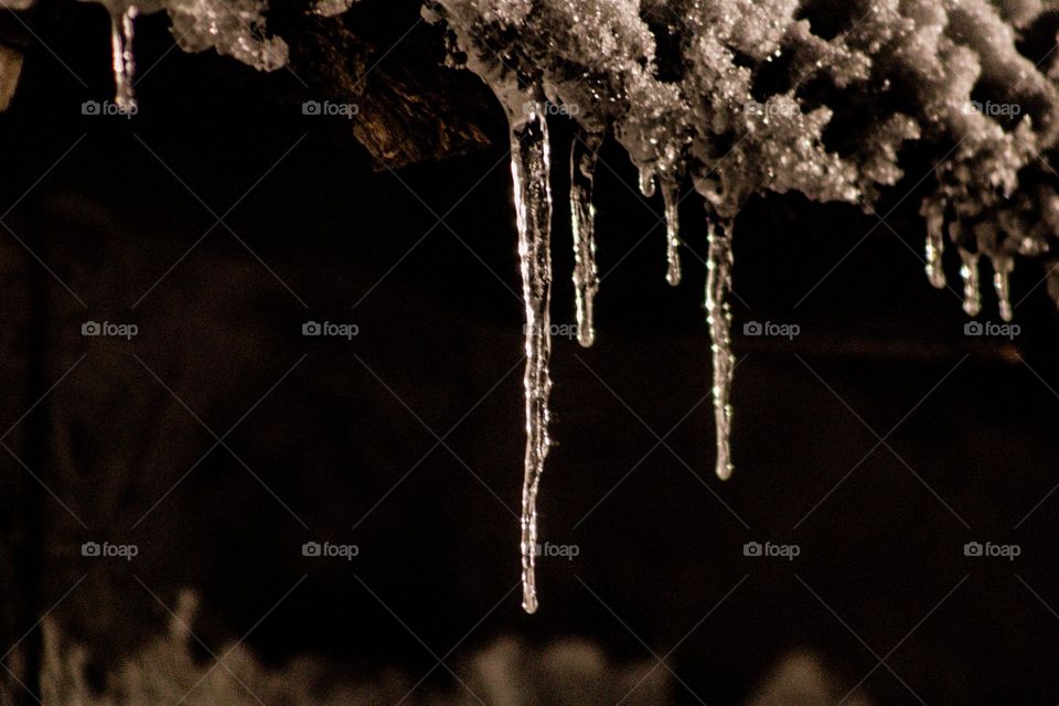 icicles hanging in the night