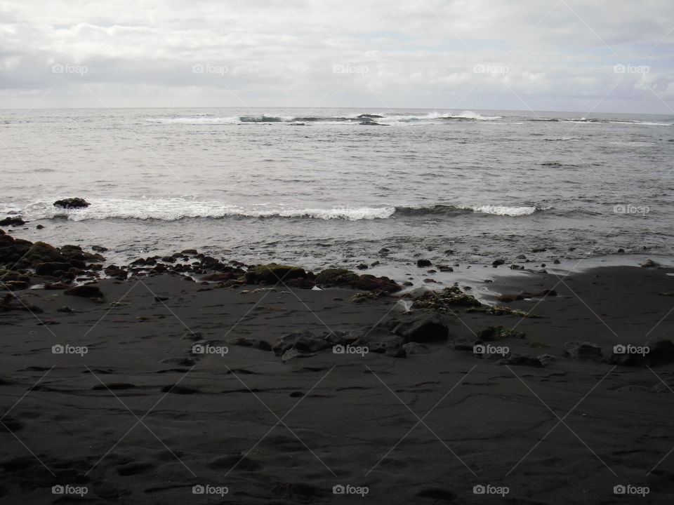 Punalu'u Black Sand Beach in Hawaii. 