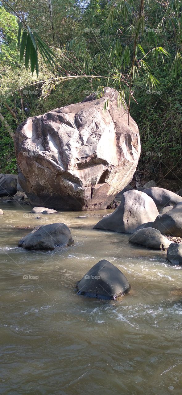 The big rock in the middle of the river
