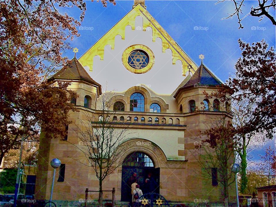 The exterior of a synagogue in a small Bavarian town photographed on a sunny day in 2021. Although the synagogue had been there all along not much about it was known to the local population until recently. Hypnotic Productions