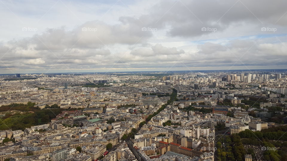 Aerial view of Paris France taken from Sacre Couer church.