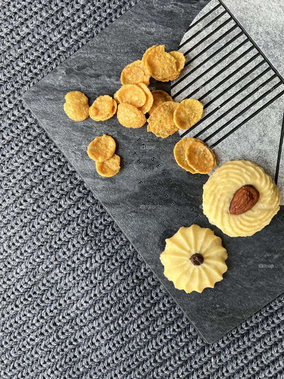 Homemade Butter cookies almonds and cornflakes 