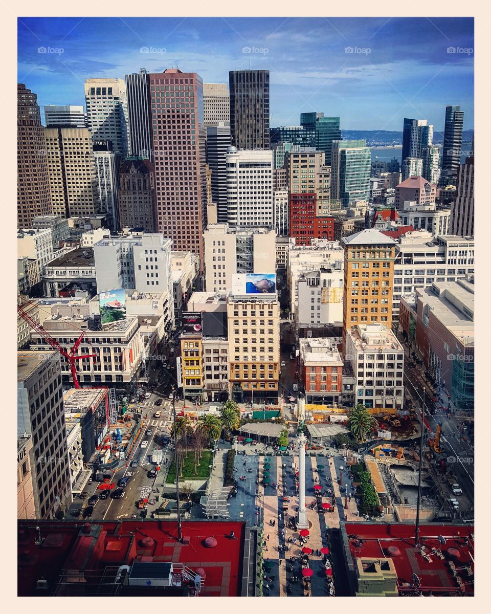 Union Square,  San Francisco from top of the Westin St Francis