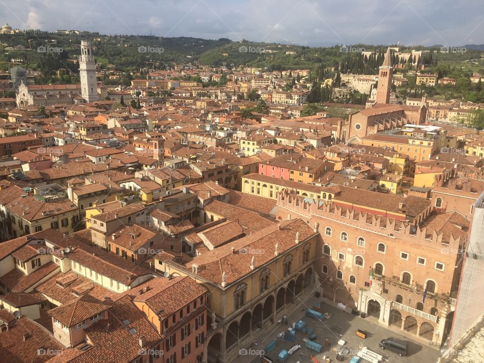 Rooftop view of Italian town