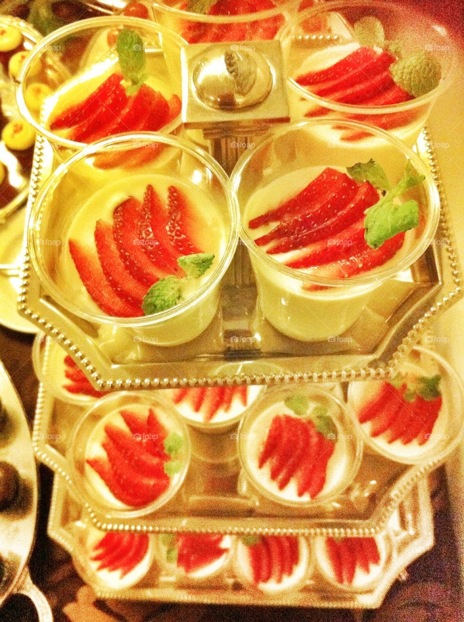 Strawberry with mint panna cotta