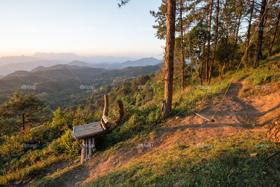 Mountain view in the forest 