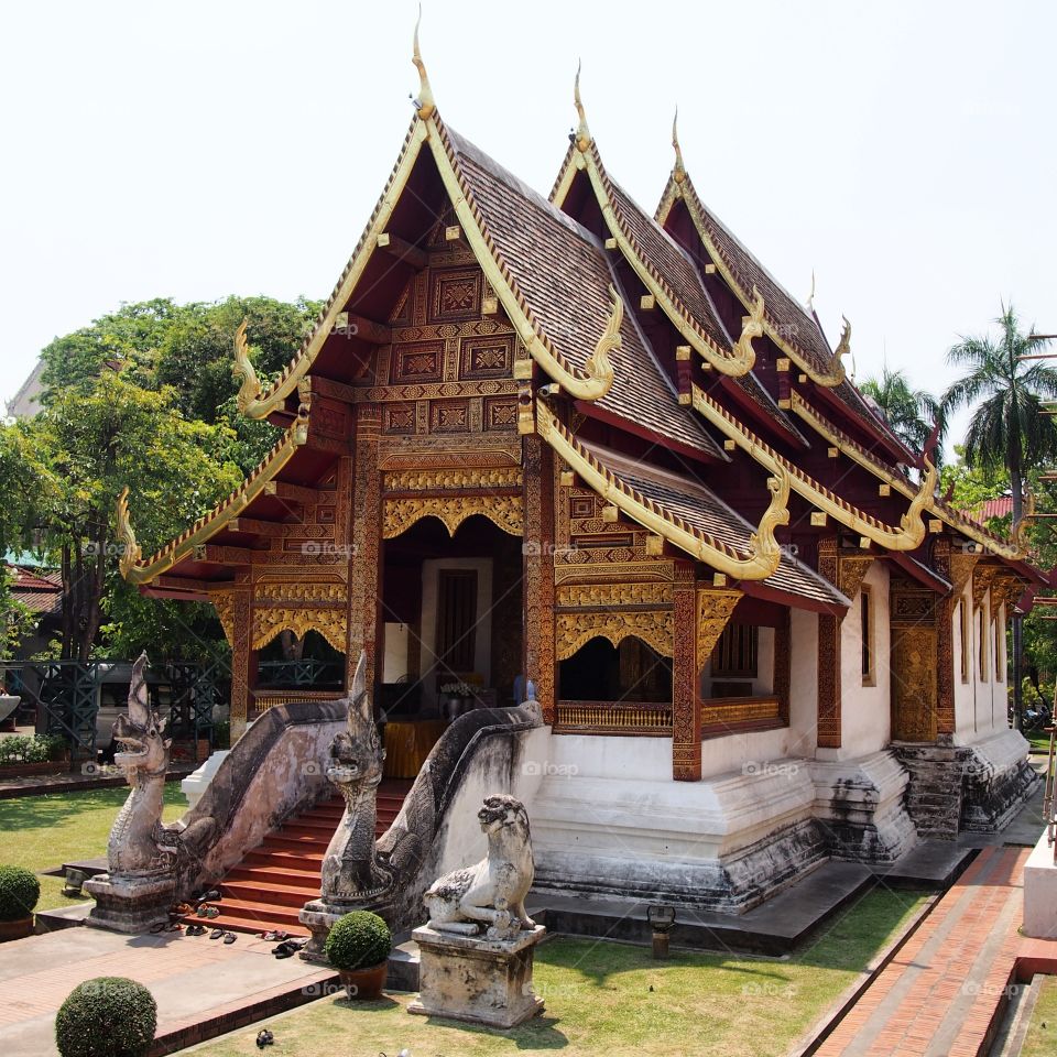 Architecture of Phra Singh temple in Thailand