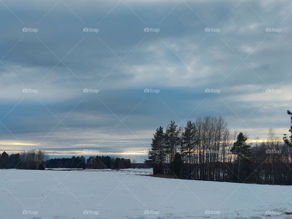 Finland  lake is cover with like  snow sheet ❄️