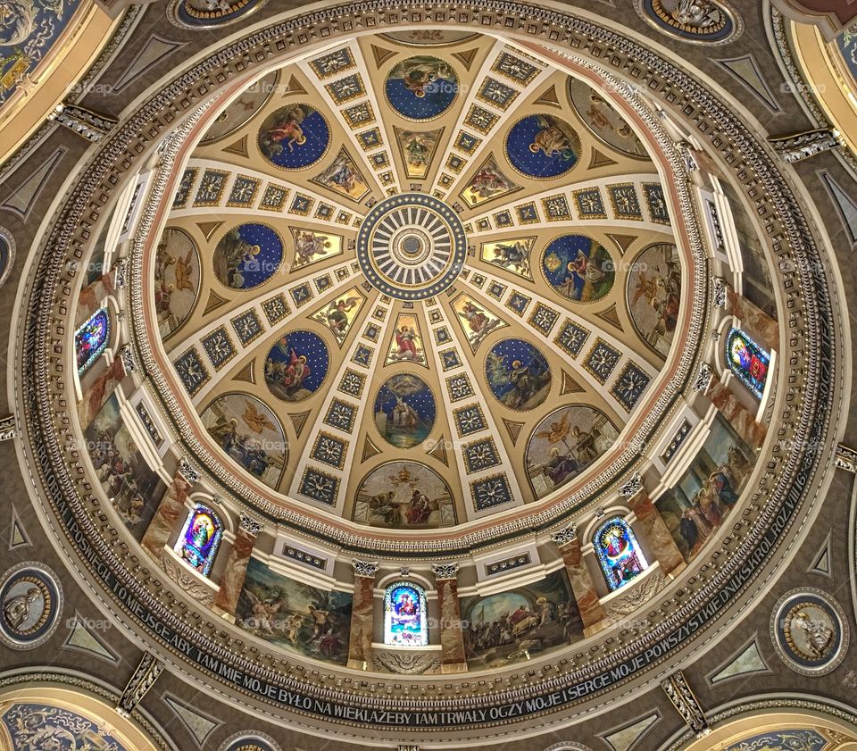 Low angle view of church's ceiling