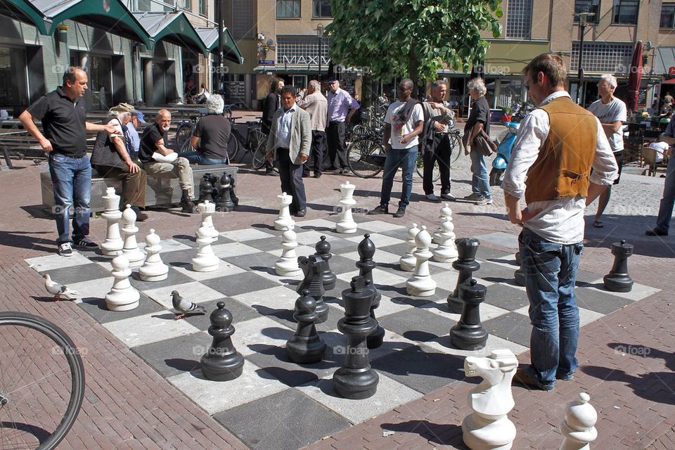 Playing chess outside