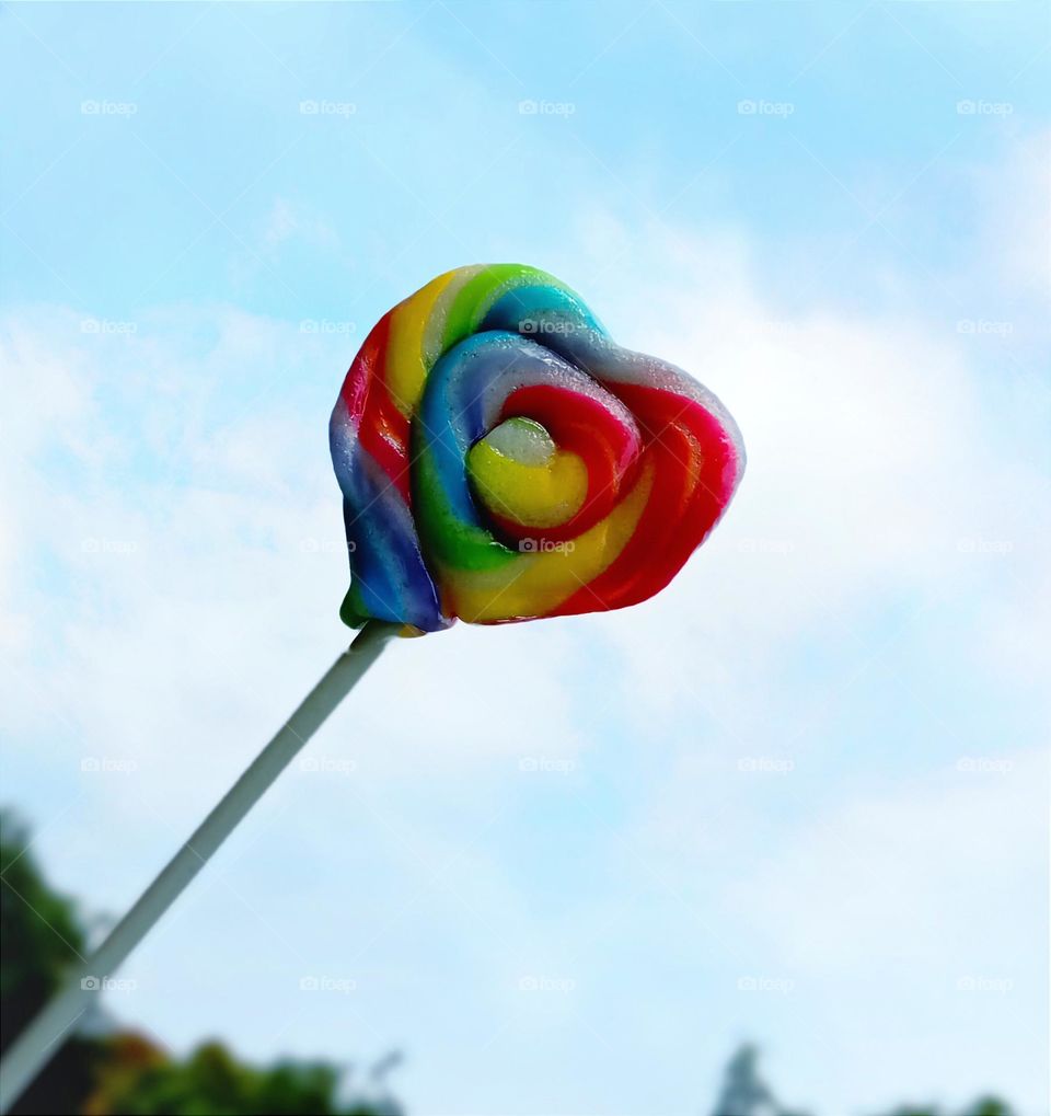 Candy against the sky for background