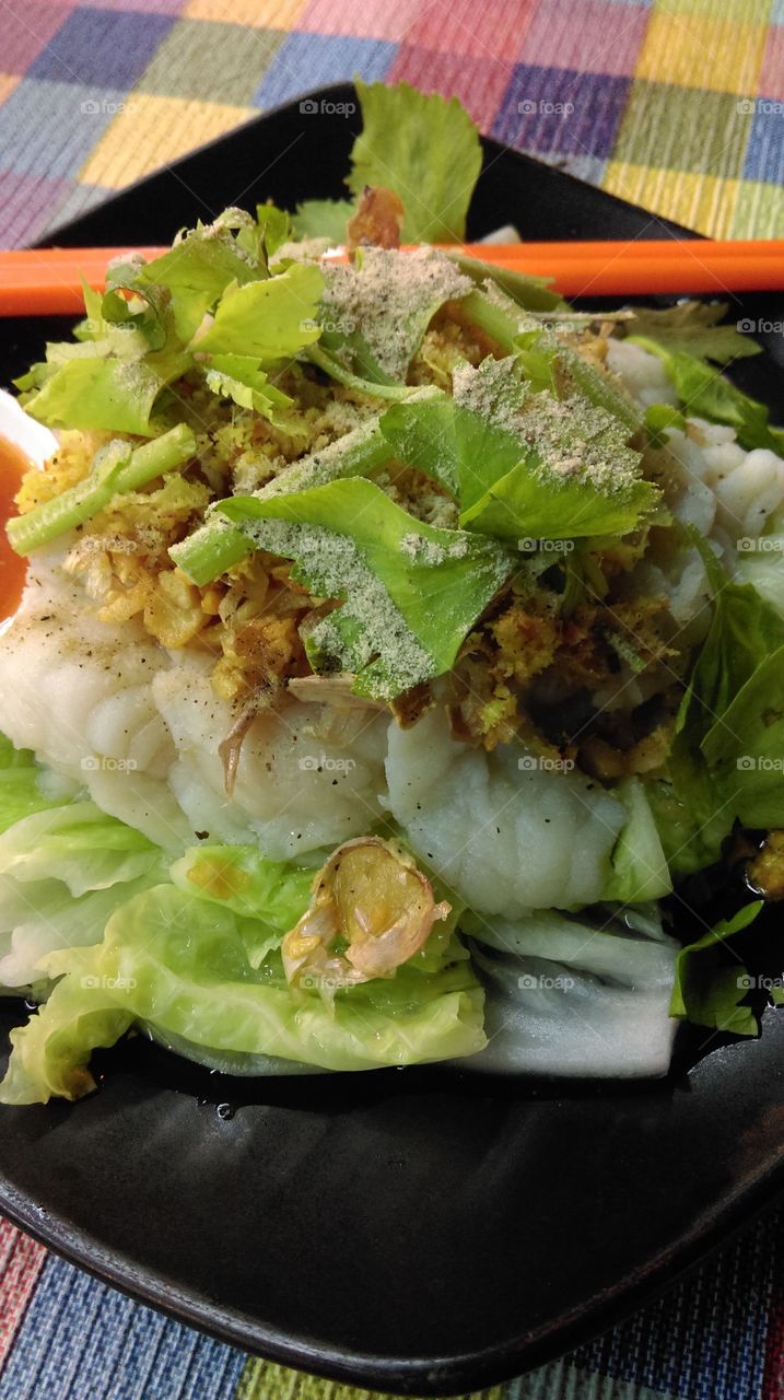 sea bass and vegetables