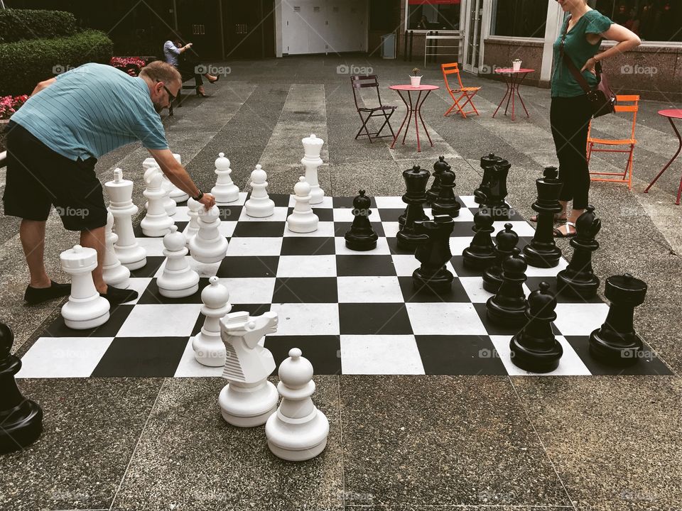 Street Chess at W Georgia St, Downtown Vancouver. 