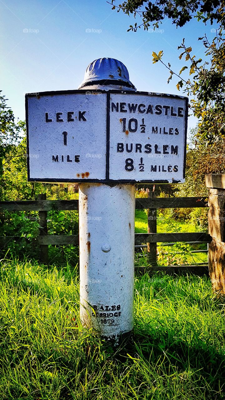 Mile marker in Staffordshire, England