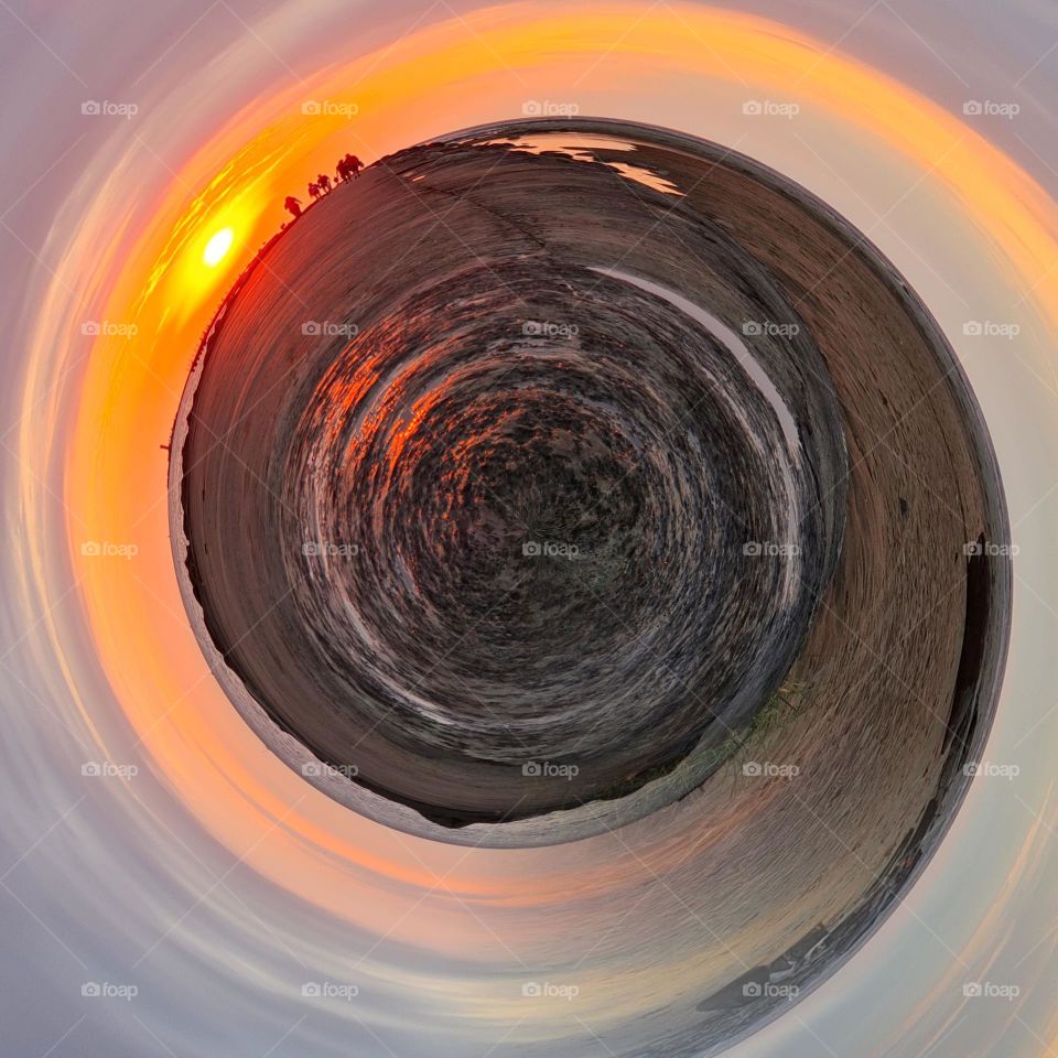 tiny planet sunset