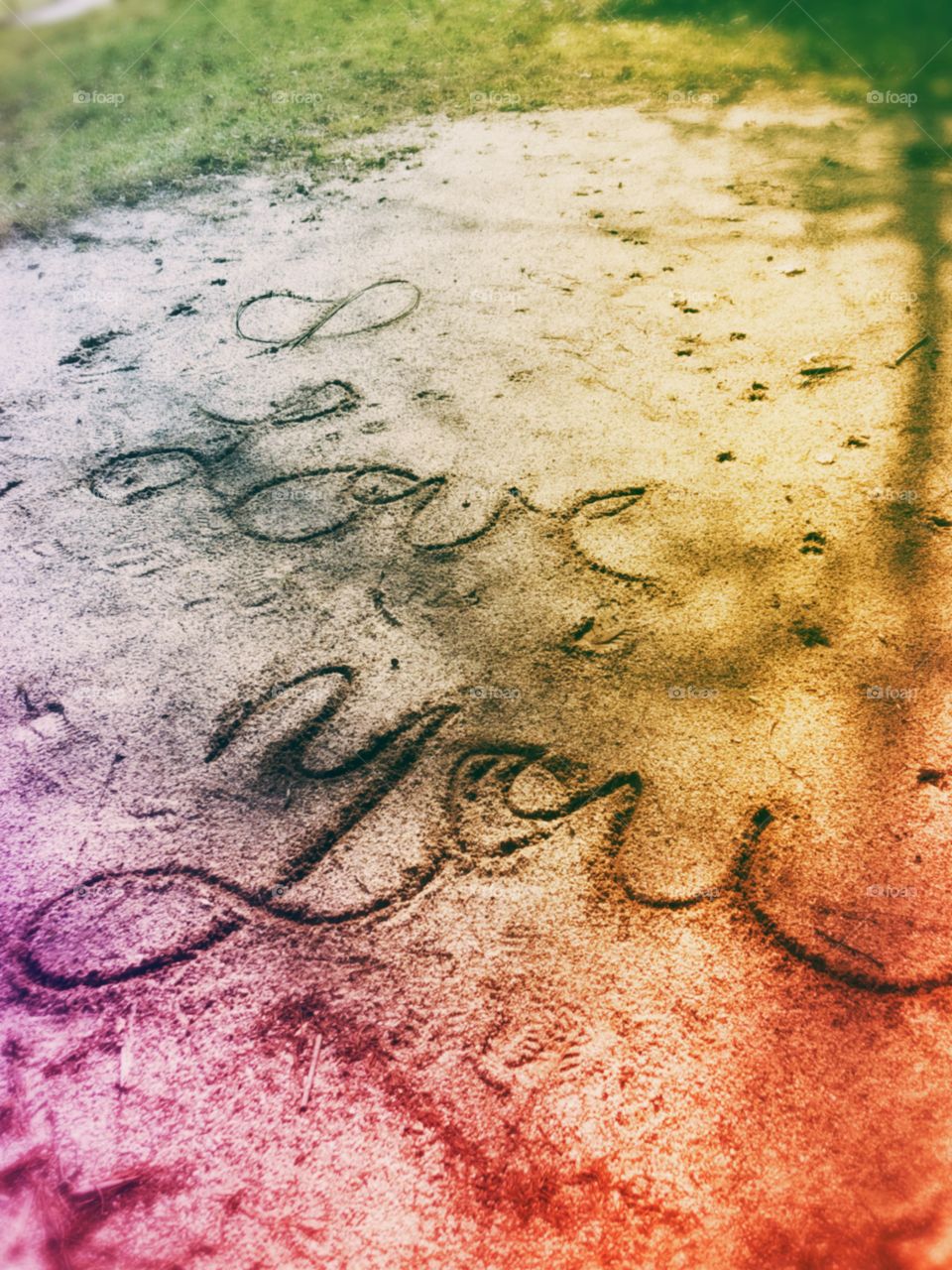 My lovely girlfriend drew this into the sand in the summer time last year, in a volleyball court at a park. I knew it wouldn’t last long so I made sure I’d have it forever. LGBT. Who would like to have this in on their wall?