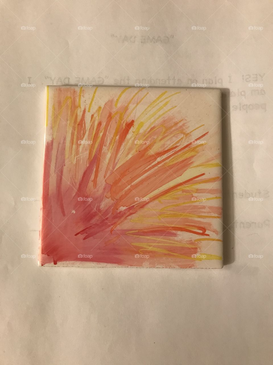 Meant to imitate a watercolor painting or a tie dye item. The color burst represents a fun, energetic, piece that expresses emotions. 