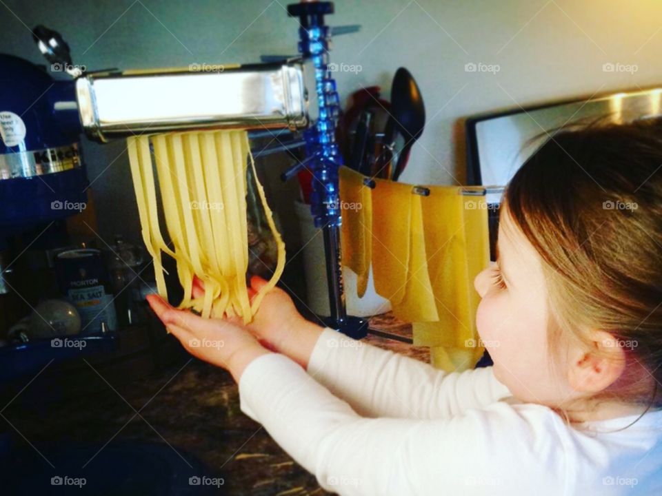Making pasta at home 