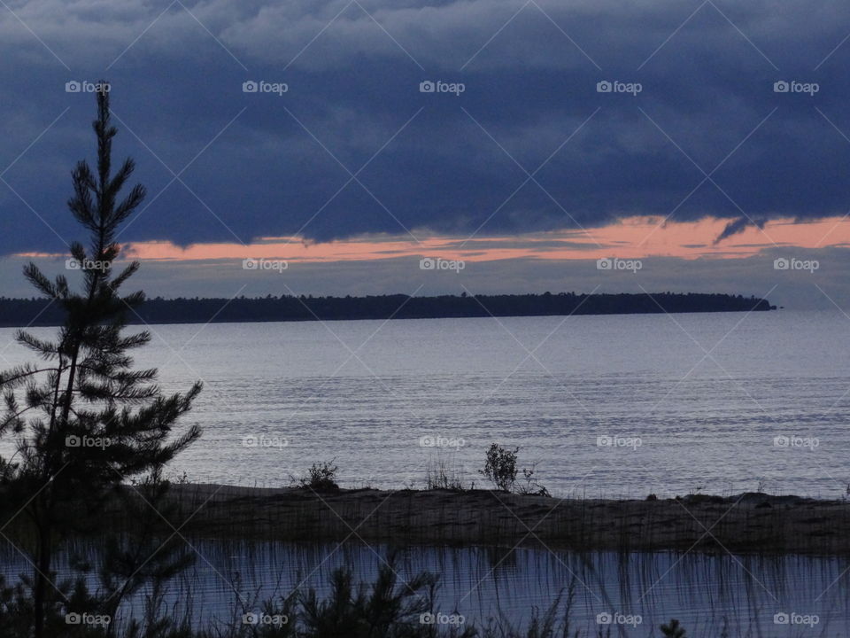 Sunset. Lake Huron, Hammond Bay at dusk