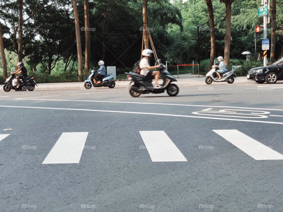 Scooters in sequence coincidentally