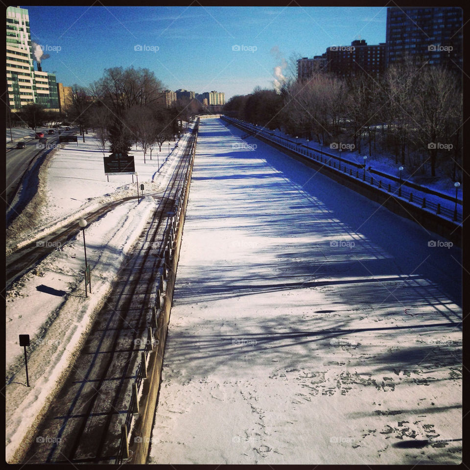 the frozen Rideau Canal in Ottawa, Canada