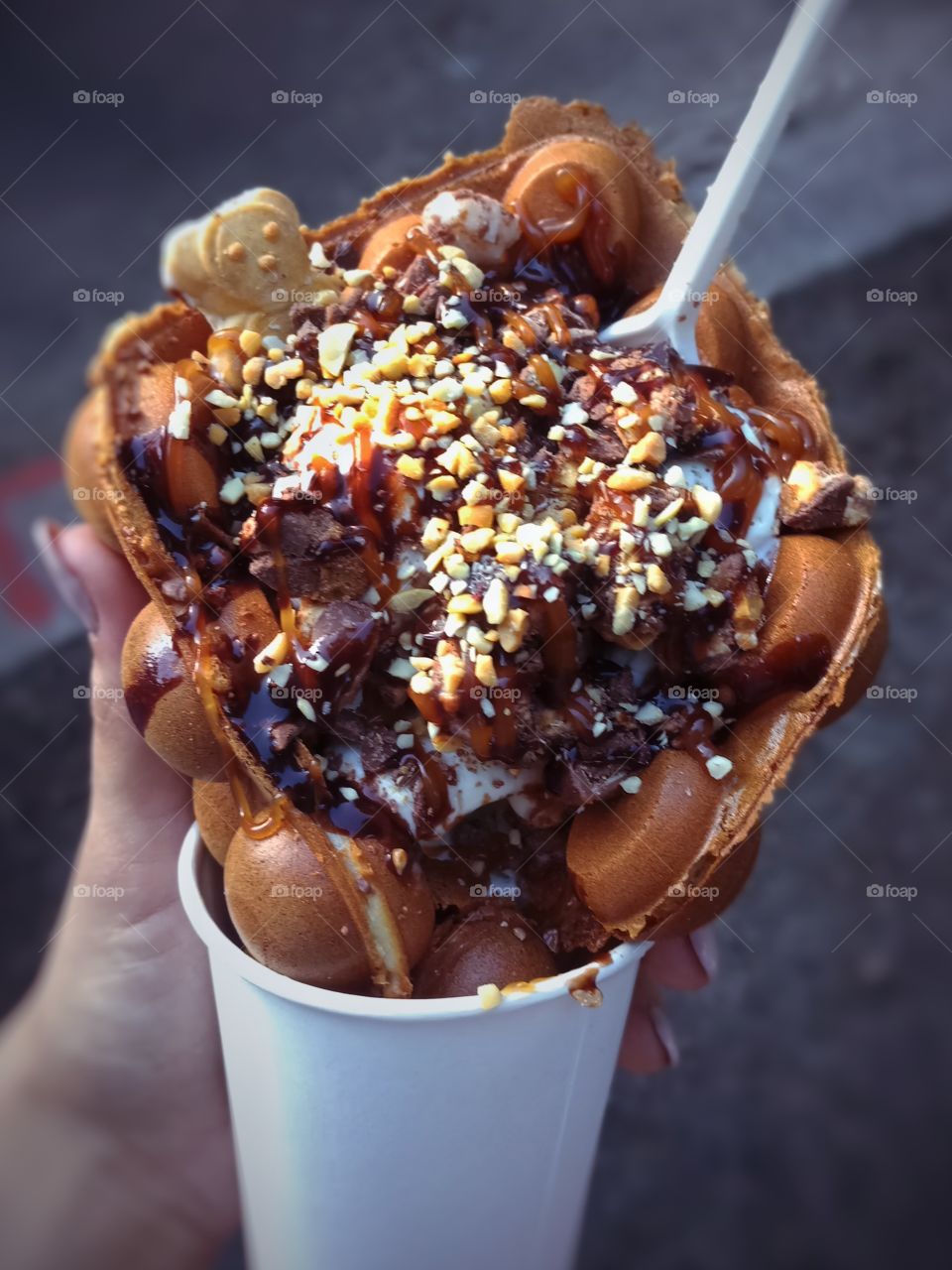 Ice cream with nuts and chocolate