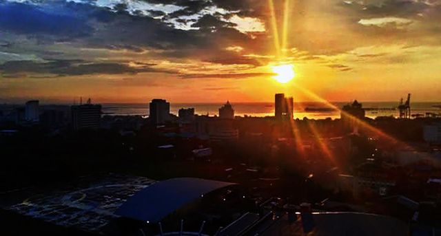 sunset with natural scenery towards the evening in the city of Makassar, eastern Indonesia