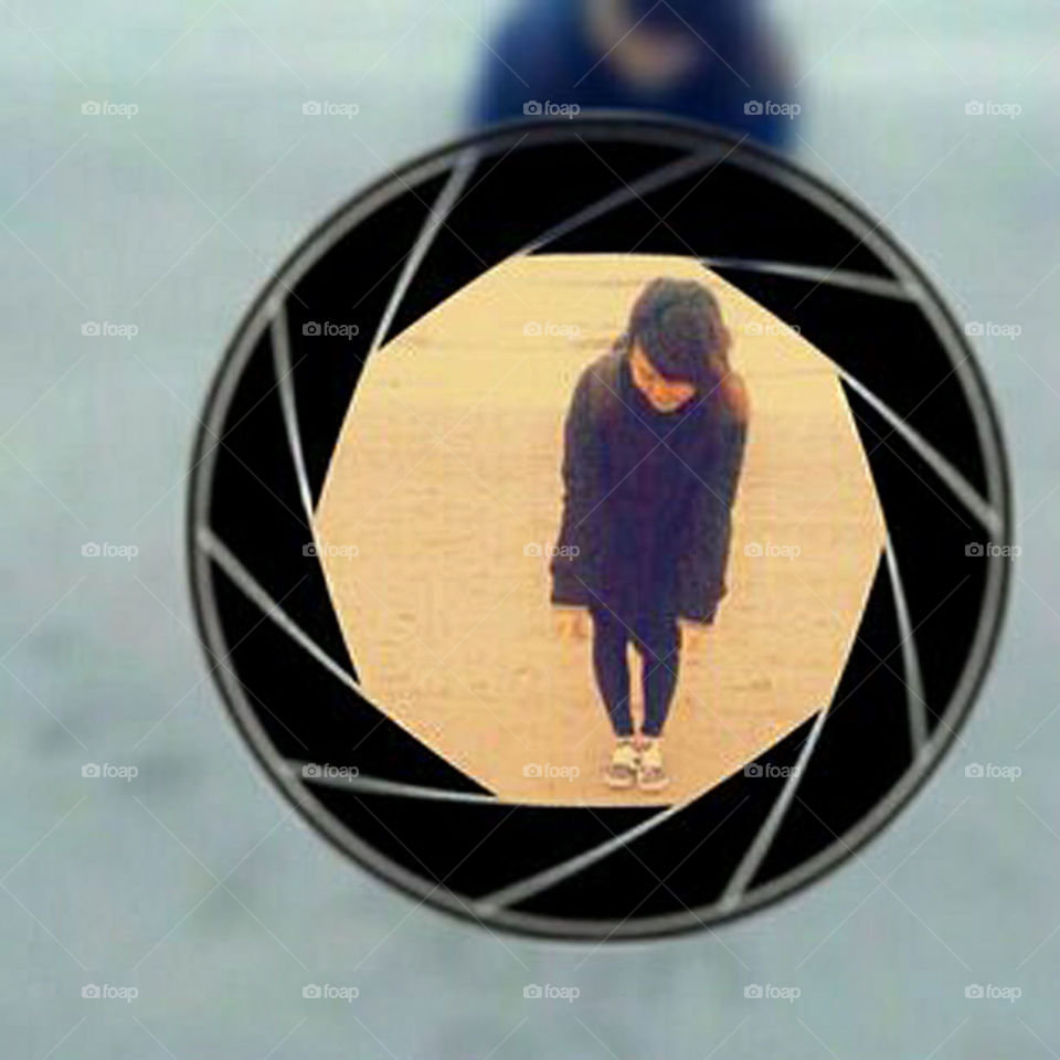 Wintry Beach Scope. A close friend at the beach during the winter through a P.I.P. scope