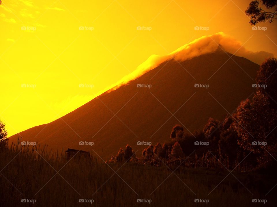 Sunset over Muhavura mountain

