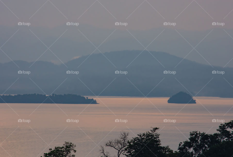 sunrise over Si Nakharin dam at Huay Mae khamin waterfall Nation