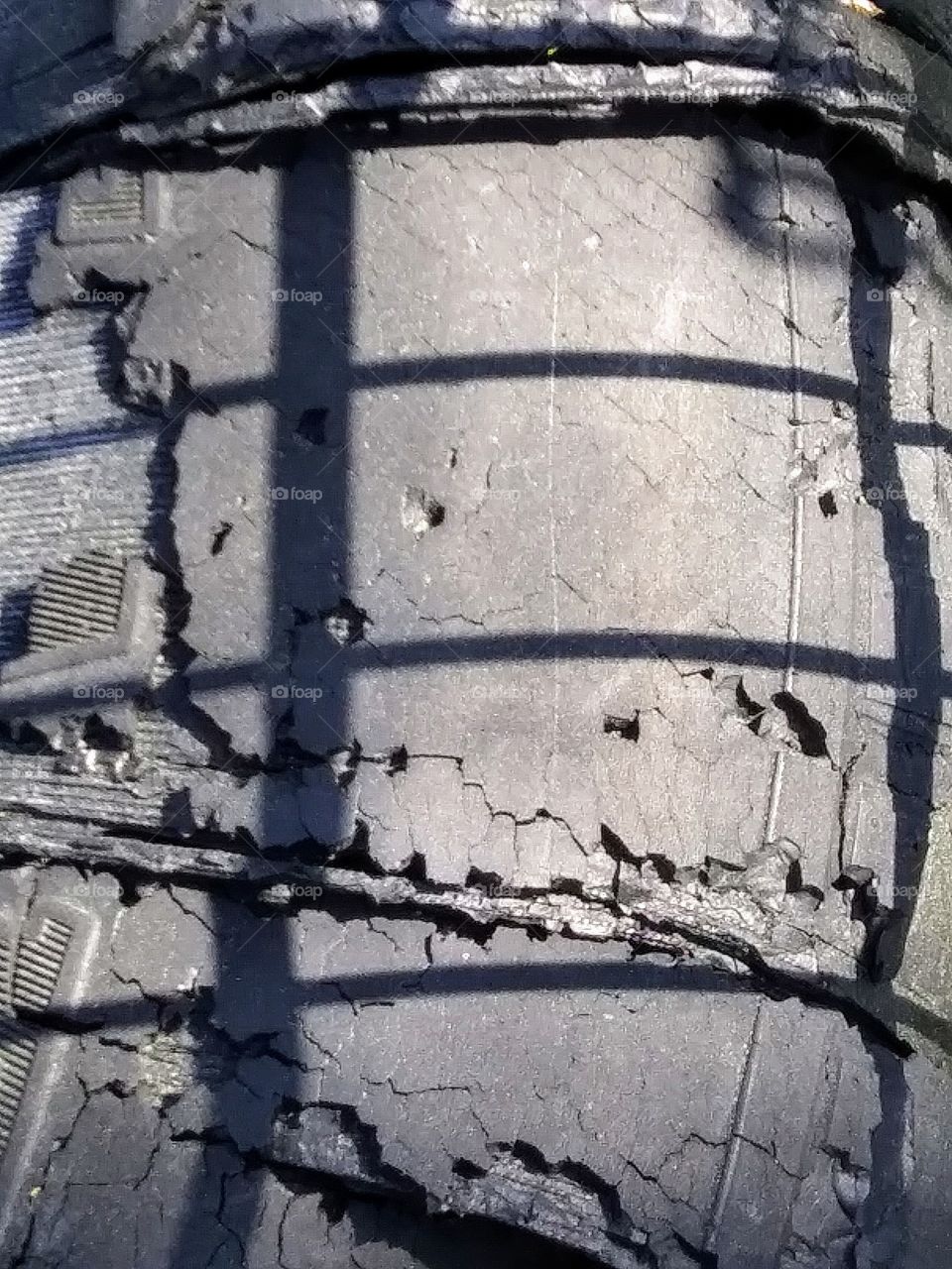 shadows on an old tire