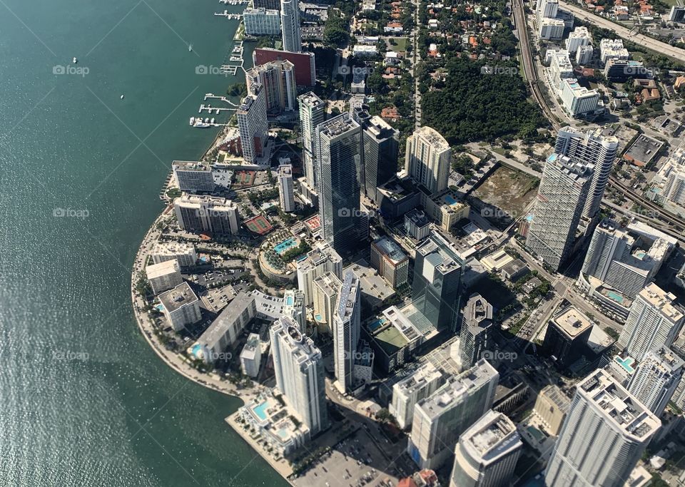 Downtown Miami Florida taken from a flight that departed Miami International Airport , Power of an iPhone Xs  
