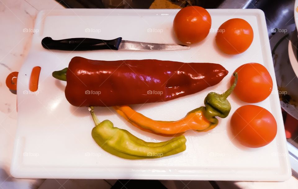 Peppers and tomatoes